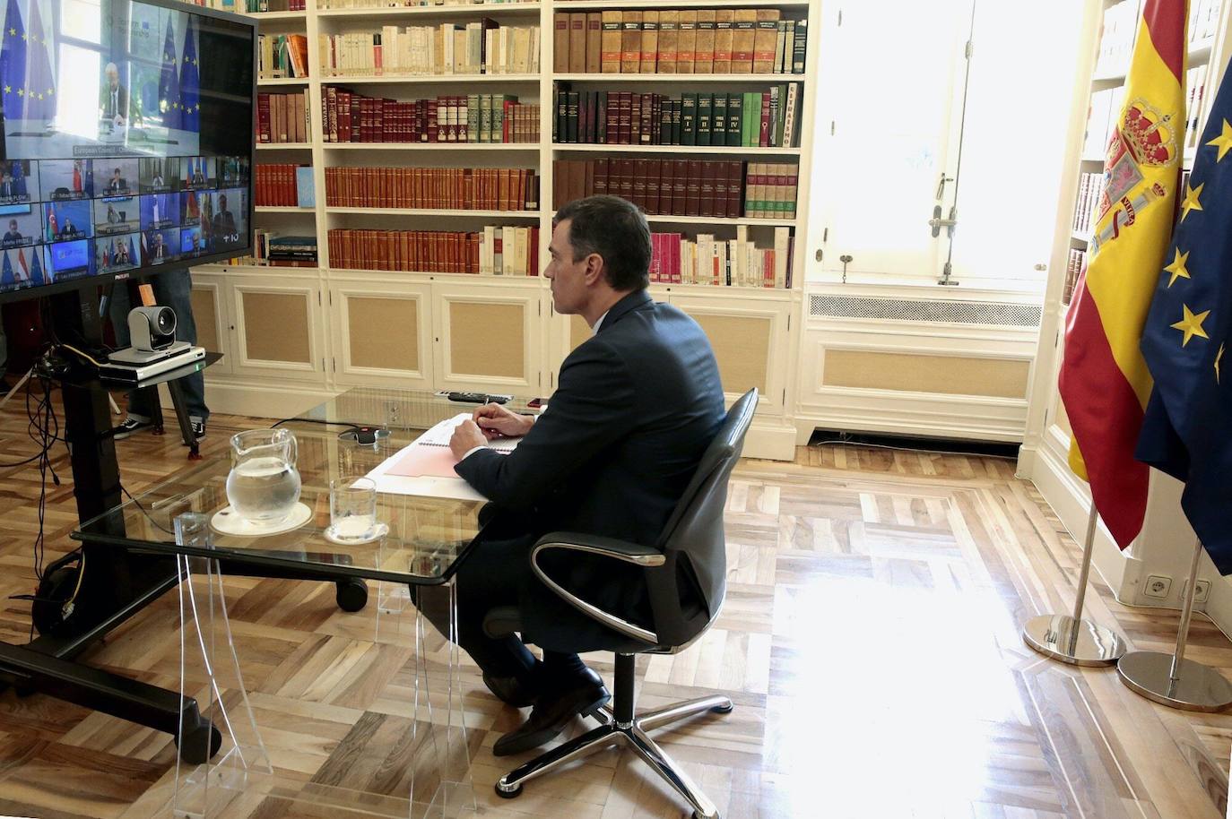 Imagen de la última reunión por videoconferencia entre los l´ideres de la UE.