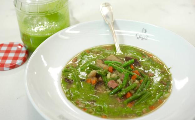 Receta de sopa de verdura al pesto