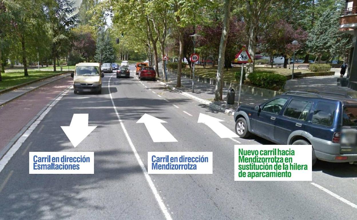 La medida suprimirá un centenar de plazas de aparcamiento, pero habilitará un carril para el tráfico. 