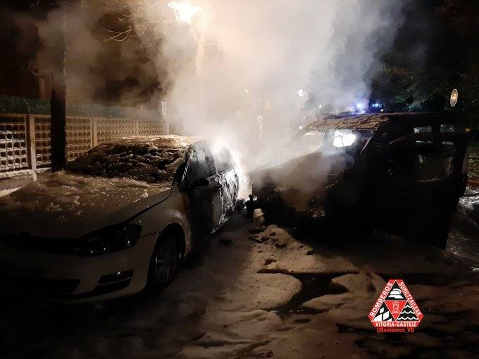 Imagen del incendio tras el accidente.