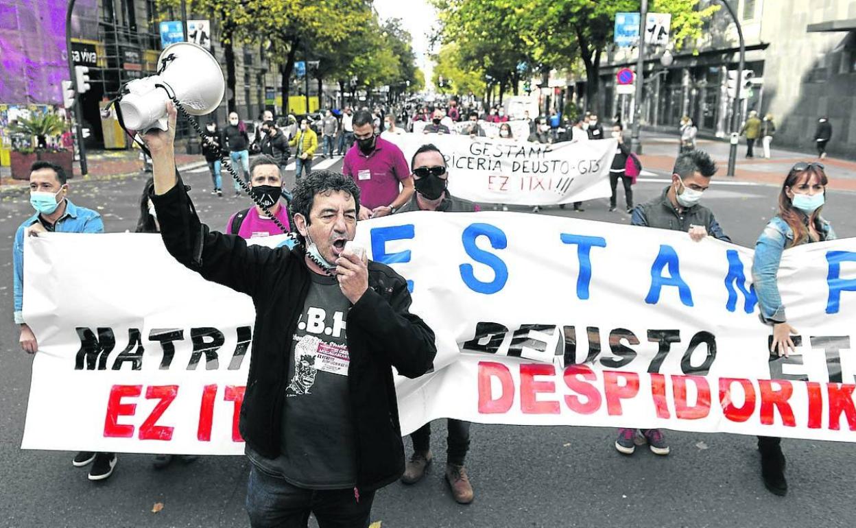 Manifestación de los trabajadores de Matricería Deusto y GTS en Bilbao. 