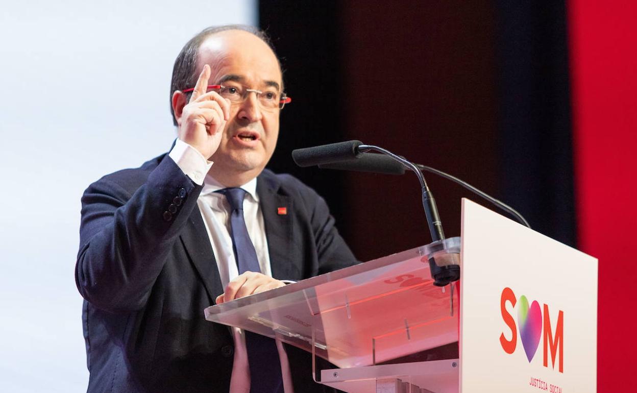 El primer secretario del PSC, Miquel Iceta, en un acto de su partido. 