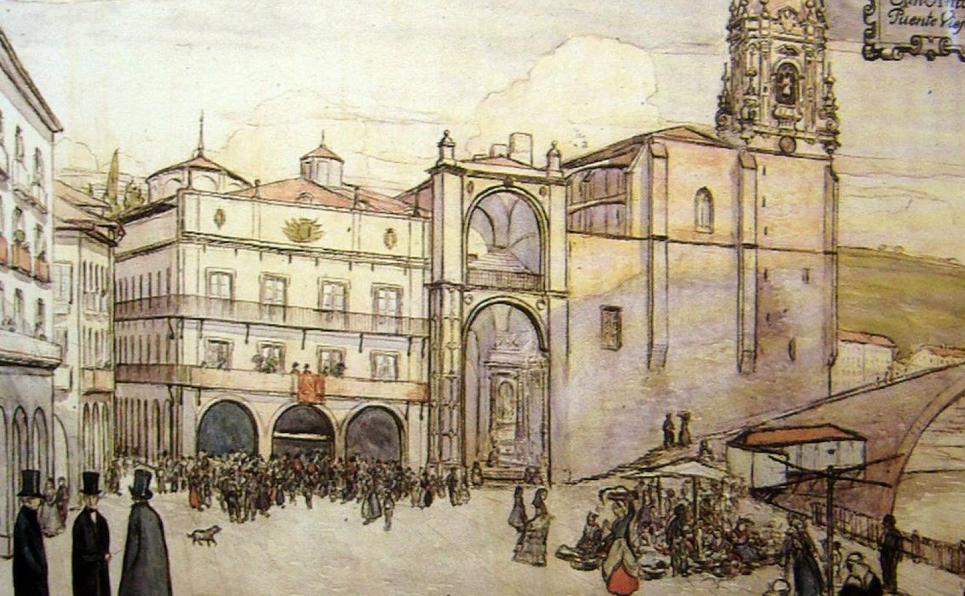 La Plaza Vieja, donde solía celebrarse el mercado de Santo Tomas. en 1860.