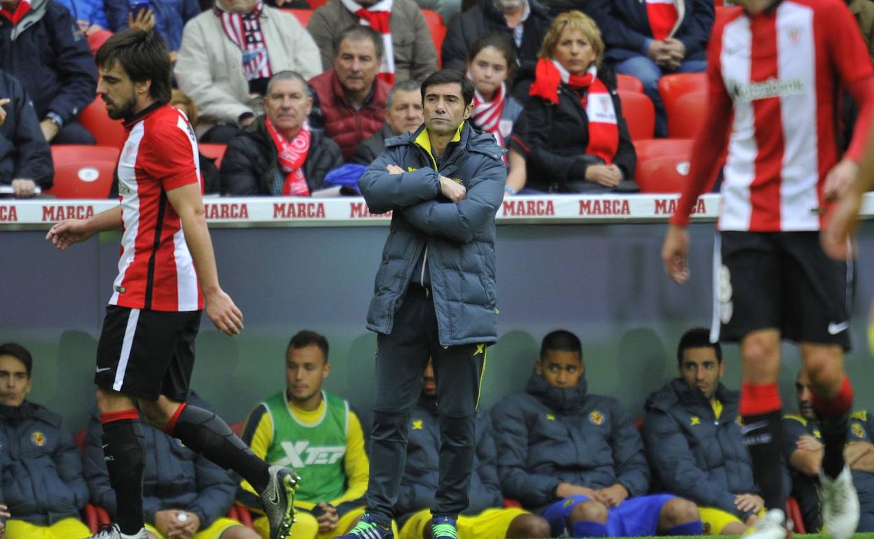 Marcelino, en San Mamés cuando dirigía al Villarreal.