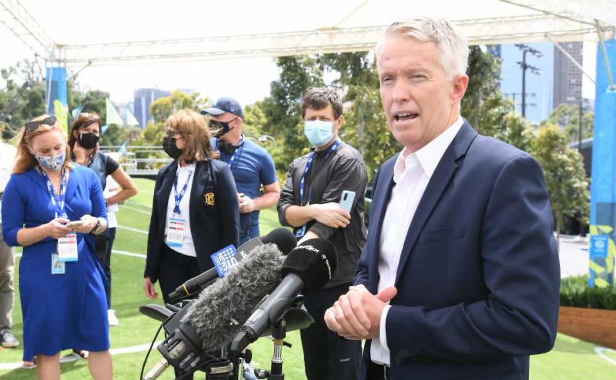 Craig Tiley, director del Open de Australia, en rueda de prensa en Melbourne. 