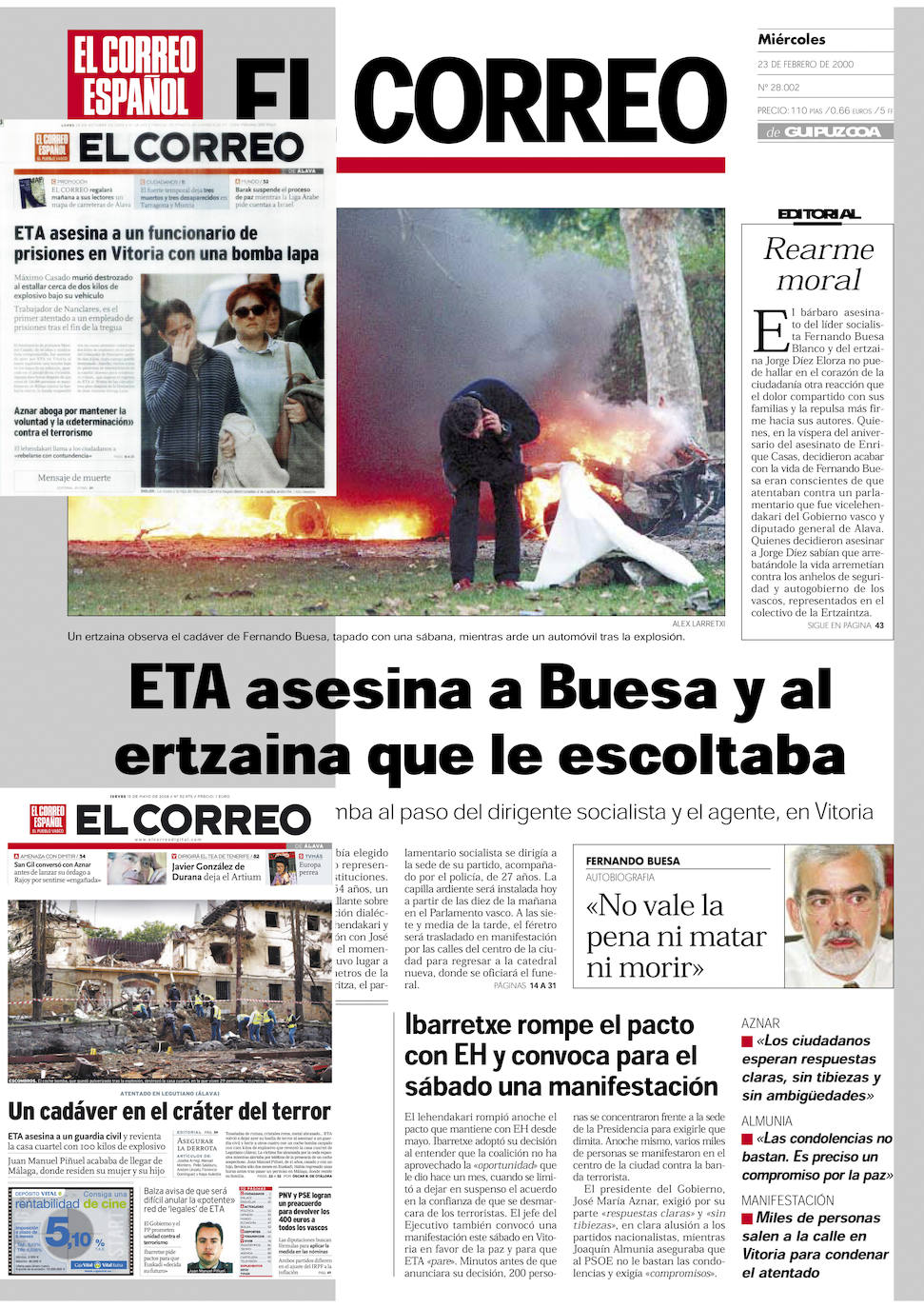 Distintas portadas y noticias que ilustran los paneles, de dos metros de altura, de la exposición.