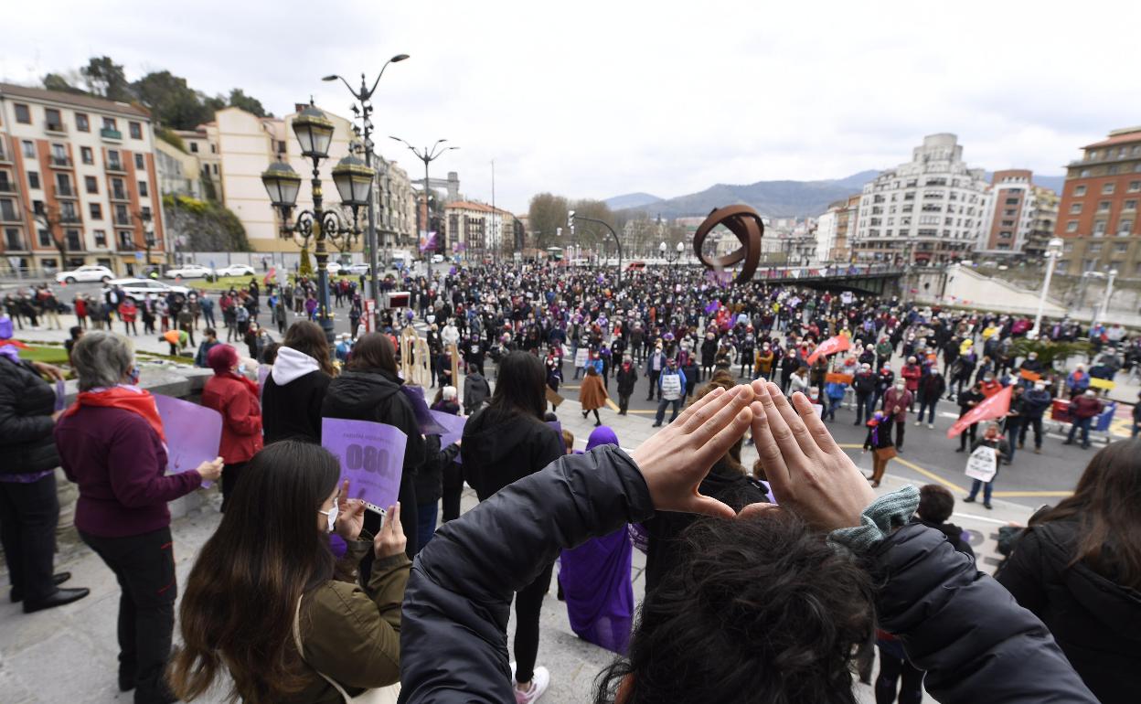 Imagen de la concentración de esta mañana en Bilbao.