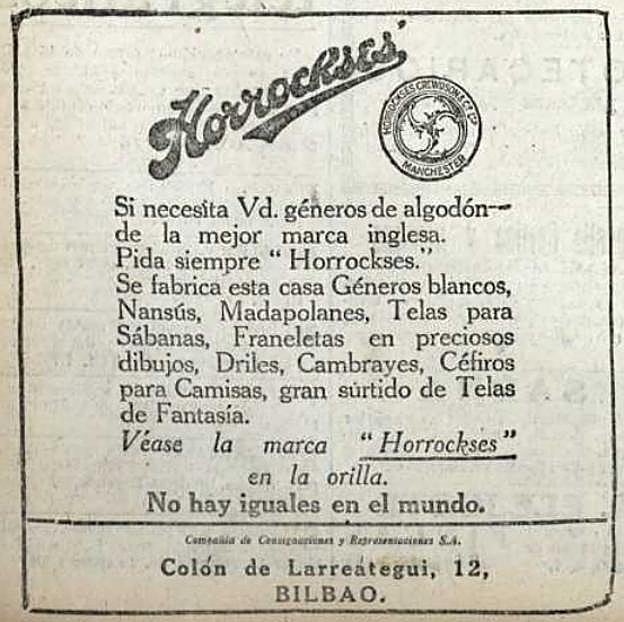 Publicidad de la marca inglesa Horrockses.