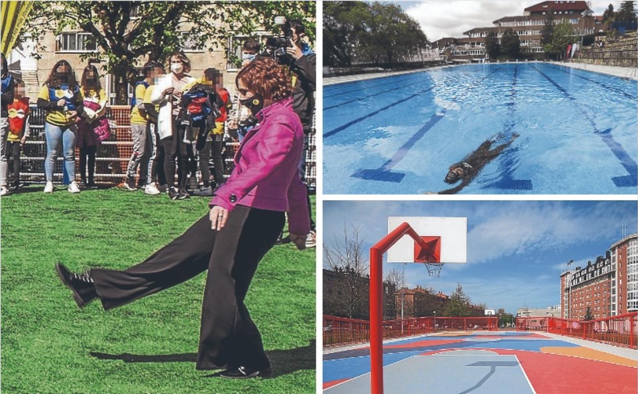 Fútbol en Otxarkoaga. Piscina olímpica en Artxanda. Cancha de baloncesto en Miribilla. 