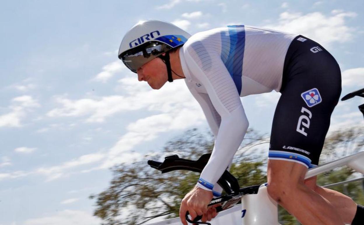 Stefan Kung, durante la contrarreloj de Almenara. 