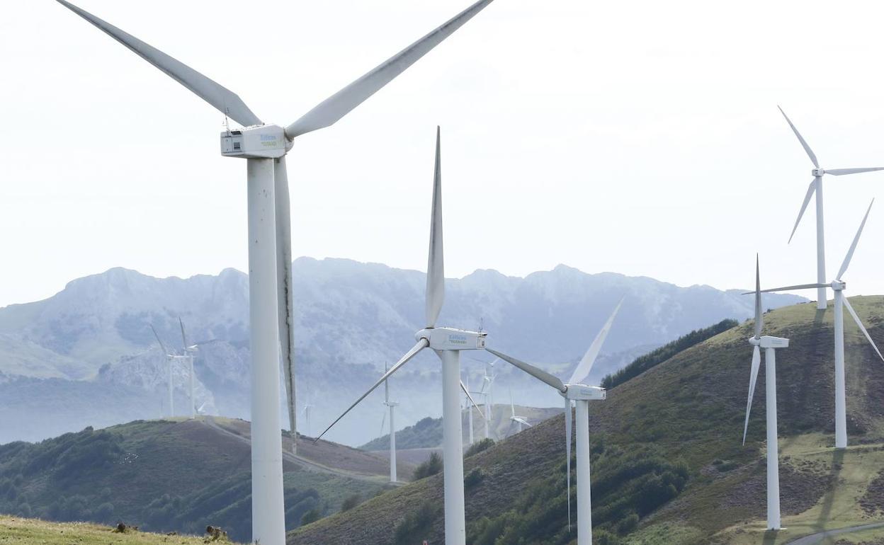 Parque eólico situado en la sierra de Elguea.