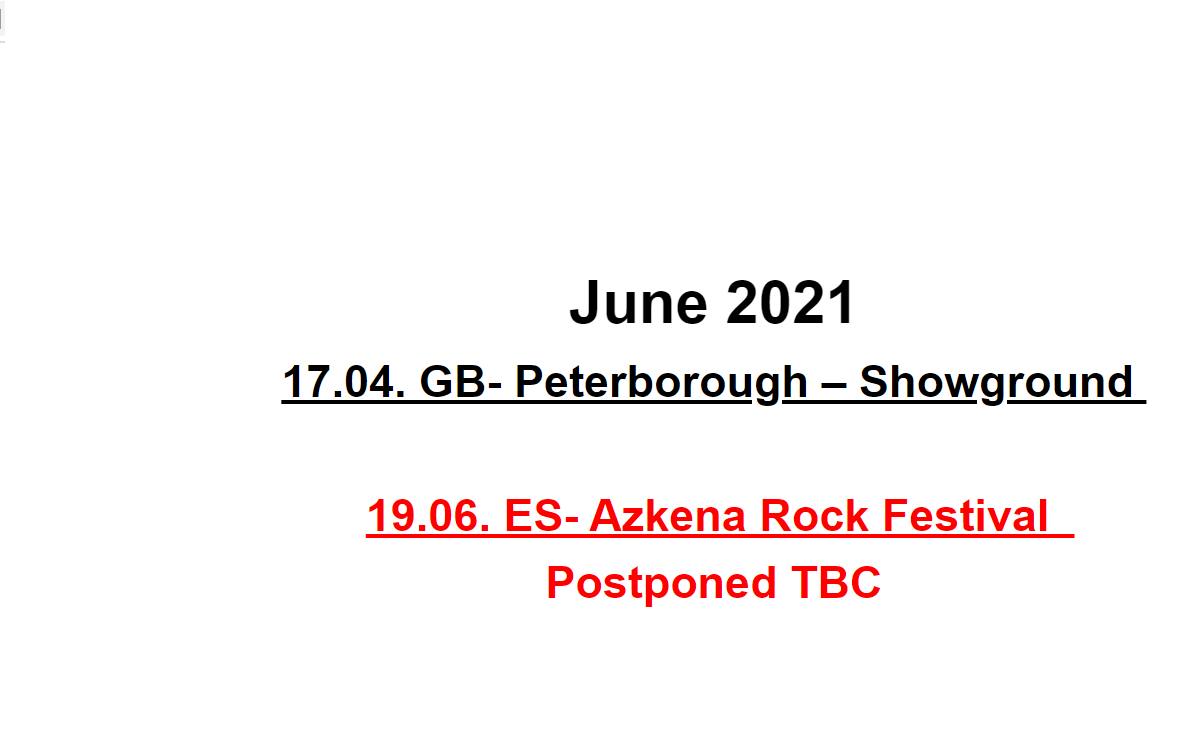 Anuncio en la web oficial de Suzi Quatro acerca del aplazamiento de su concierto. 