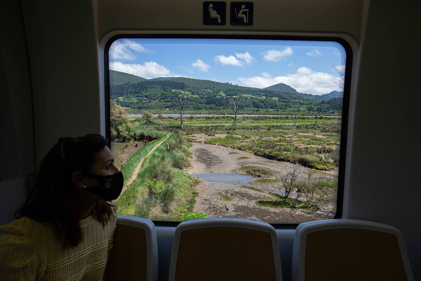 Vista desde el tren que cubre la línea de Gernika a Bermeo.