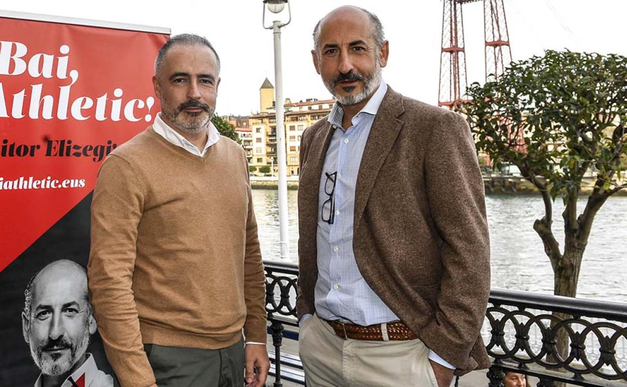  Ricardo Hernani y Aitor Elizegi, durante un acto de la campaña en 2018.