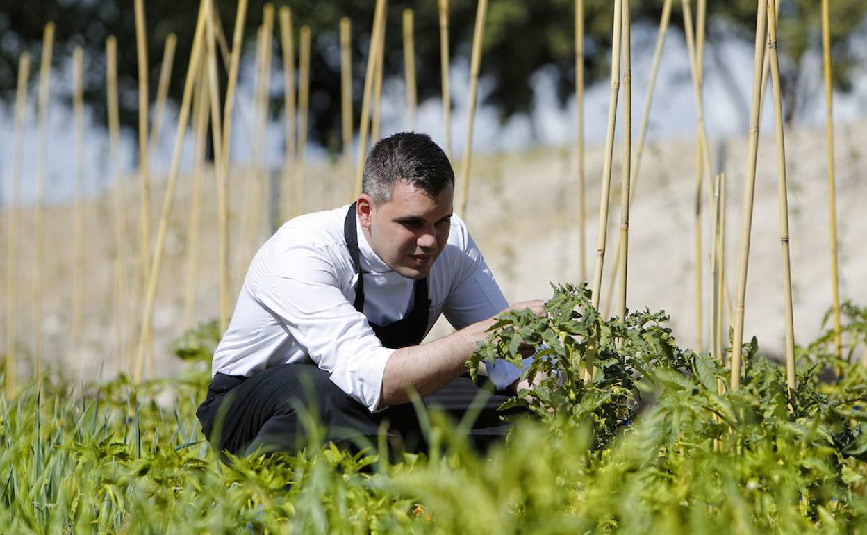 Marc Segarra, jefe de cocina del restaurante Refectorio de Abadía Retuerta LeDomaine en el huerto.