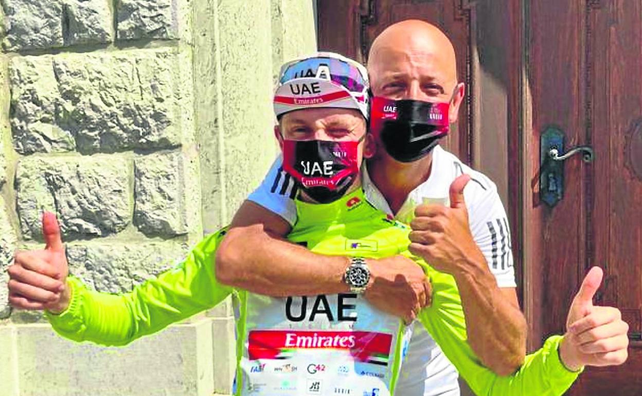 Pogacar y 'Matxin' celebran el triunfo en el reciente Tour de Eslovenia. 