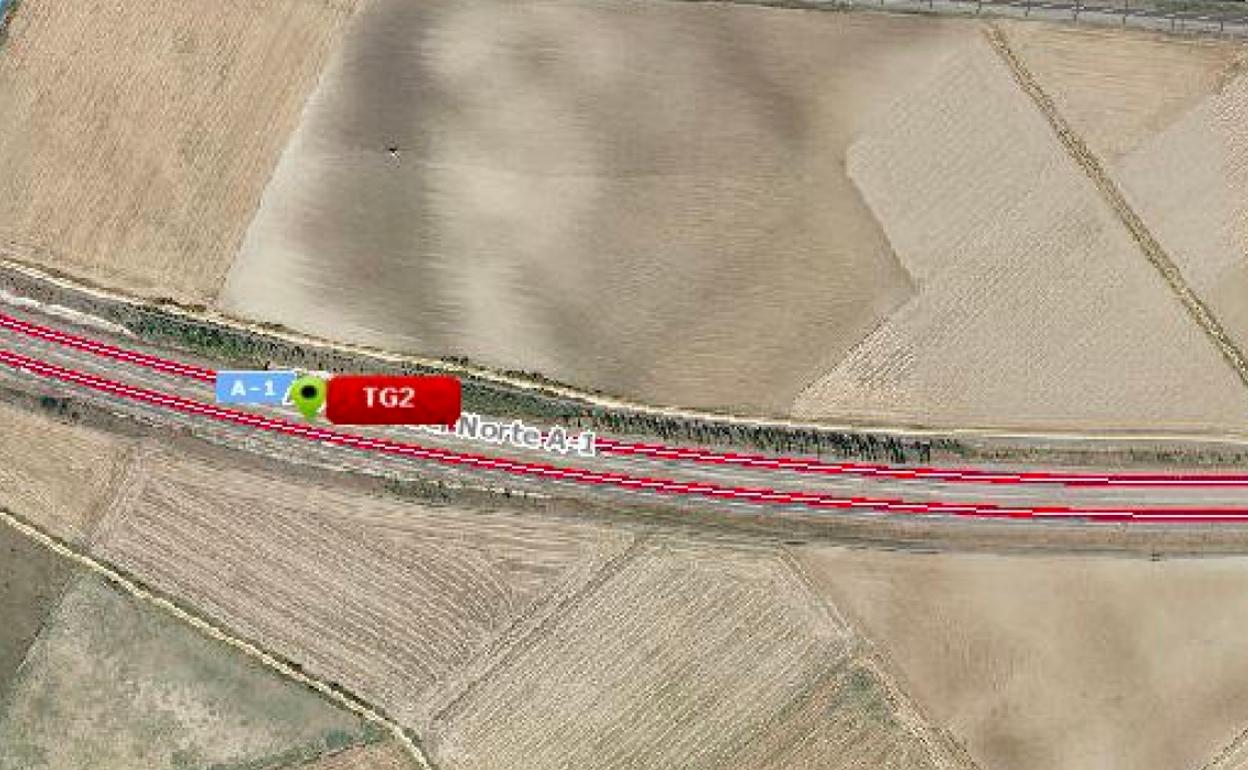 Punto de la red de carreteras de Álava donde se ha producido el accidente de tráfico.