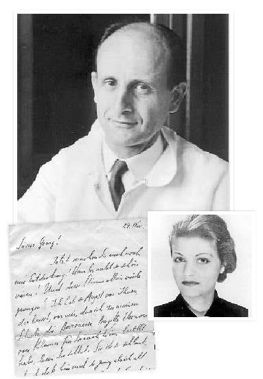 Arriba, Georg Canetti, que aparece con bata de médico en una foto tomada en el Instituto Pasteur. A la izquierda, una de las cartas que le dirigió su cuñada Veza. A la derecha, Anna Mahler, que también fue amante del escritor. 