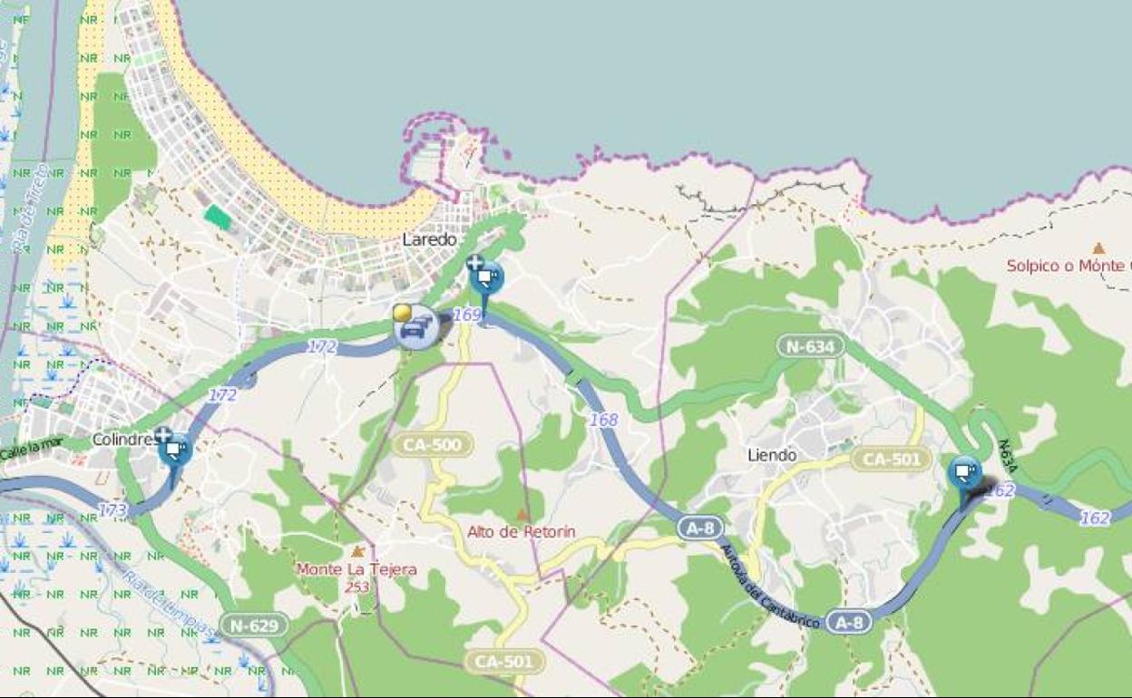 Dos heridos tras chocar dos vehículos en la A-8 a la altura de Laredo