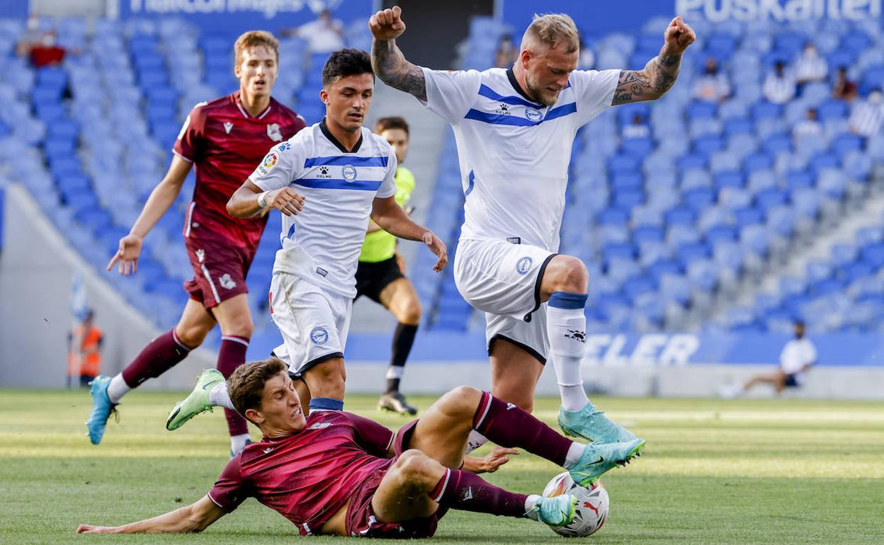 Guidetti, en el amistoso de pretemporada ante la Real Sociedad. 