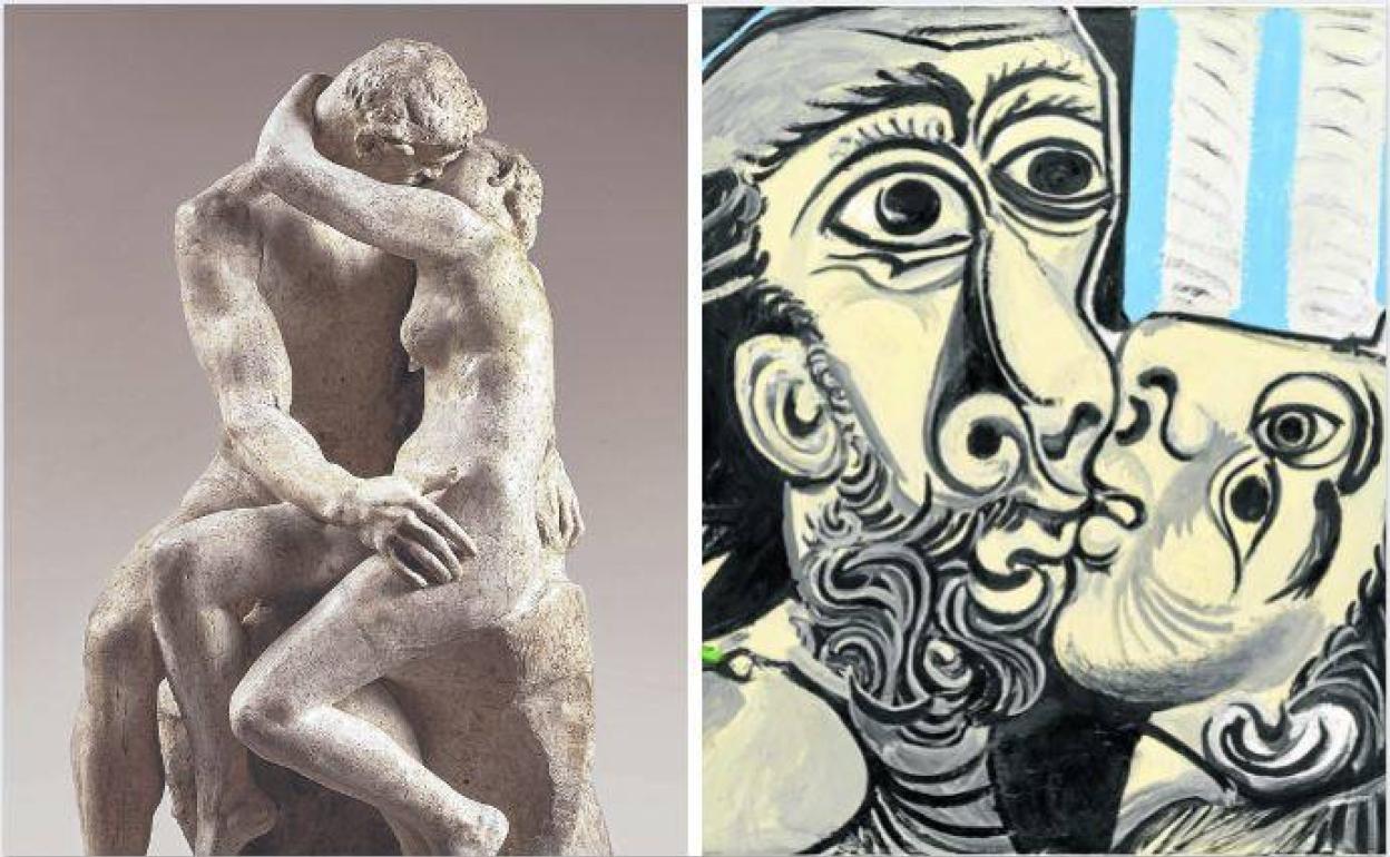 Las versiones de 'El Beso' de Rodin y Picasso.