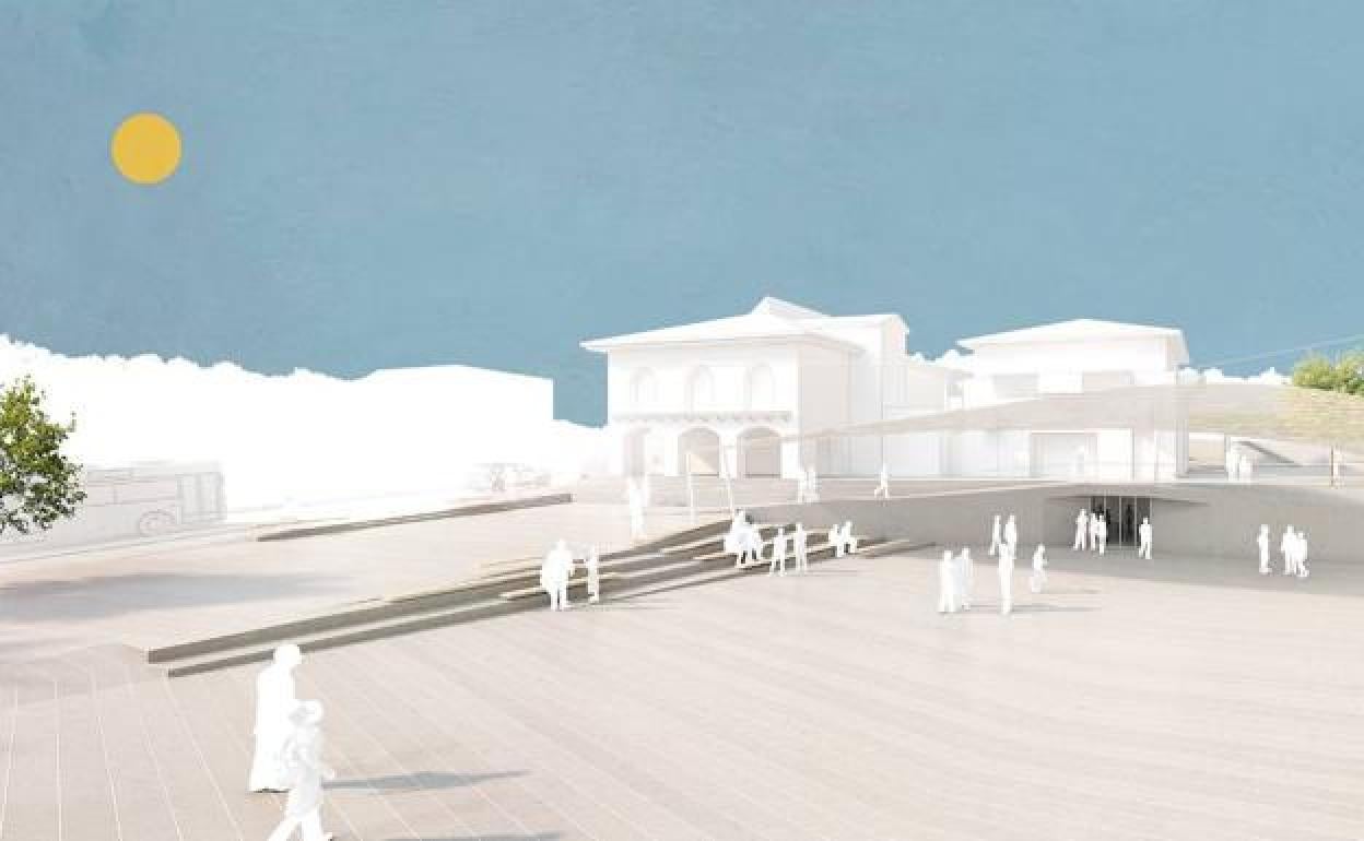 Infografía del proyecto ganador en concurso de ideas para el diseño de la Herriko plaza de Gautegiz Arteaga. 