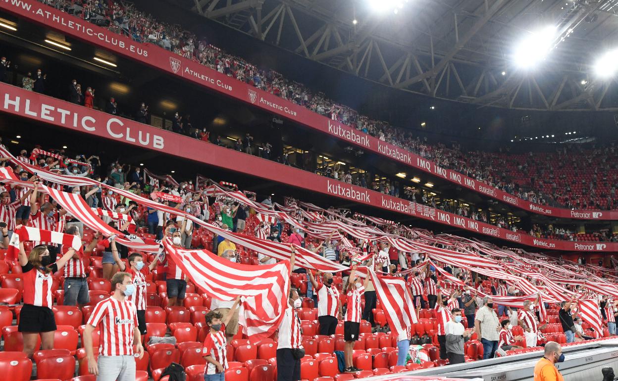 Imagen de las gradas de San Mamés en el partido del sábado ante el Mallorca