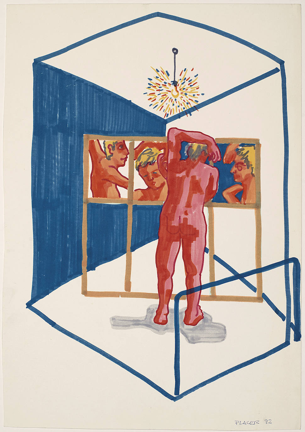 '1 en un cubo', dibujo de 1982.