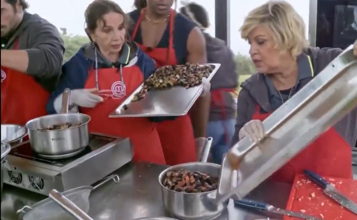 Victoria Abril y Terelu Campos discutieron mientras cocinaban en 'Masterchef Celebrity'.