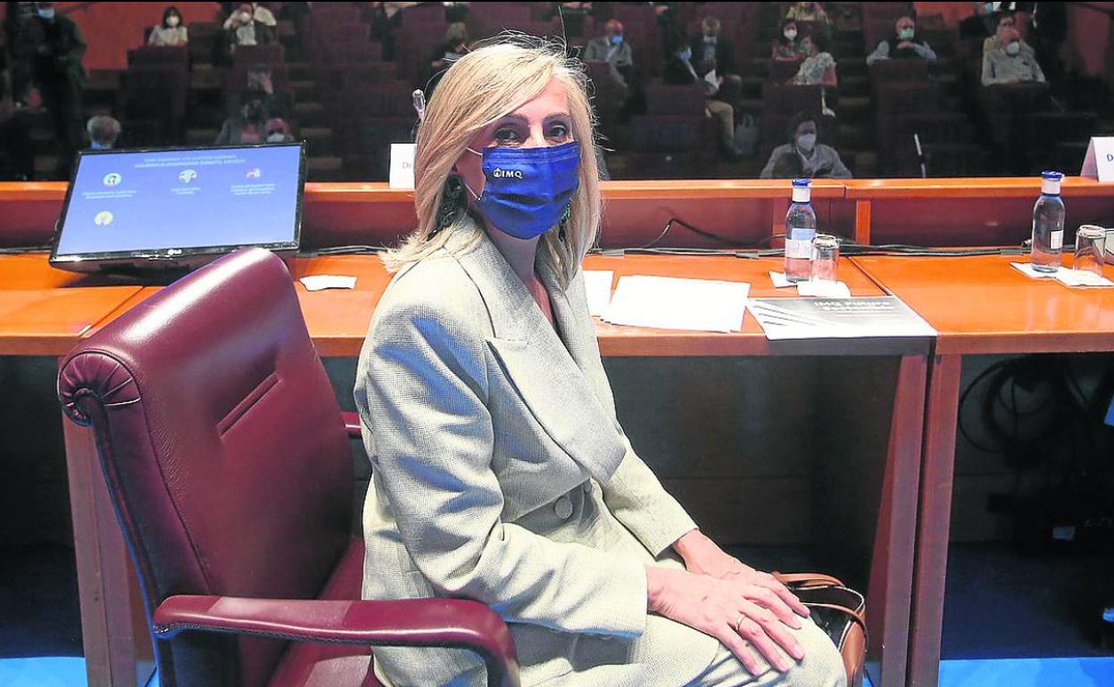 La presidenta de IMQ, Beatriz Astigarraga, en la junta de accionistas de junio. 