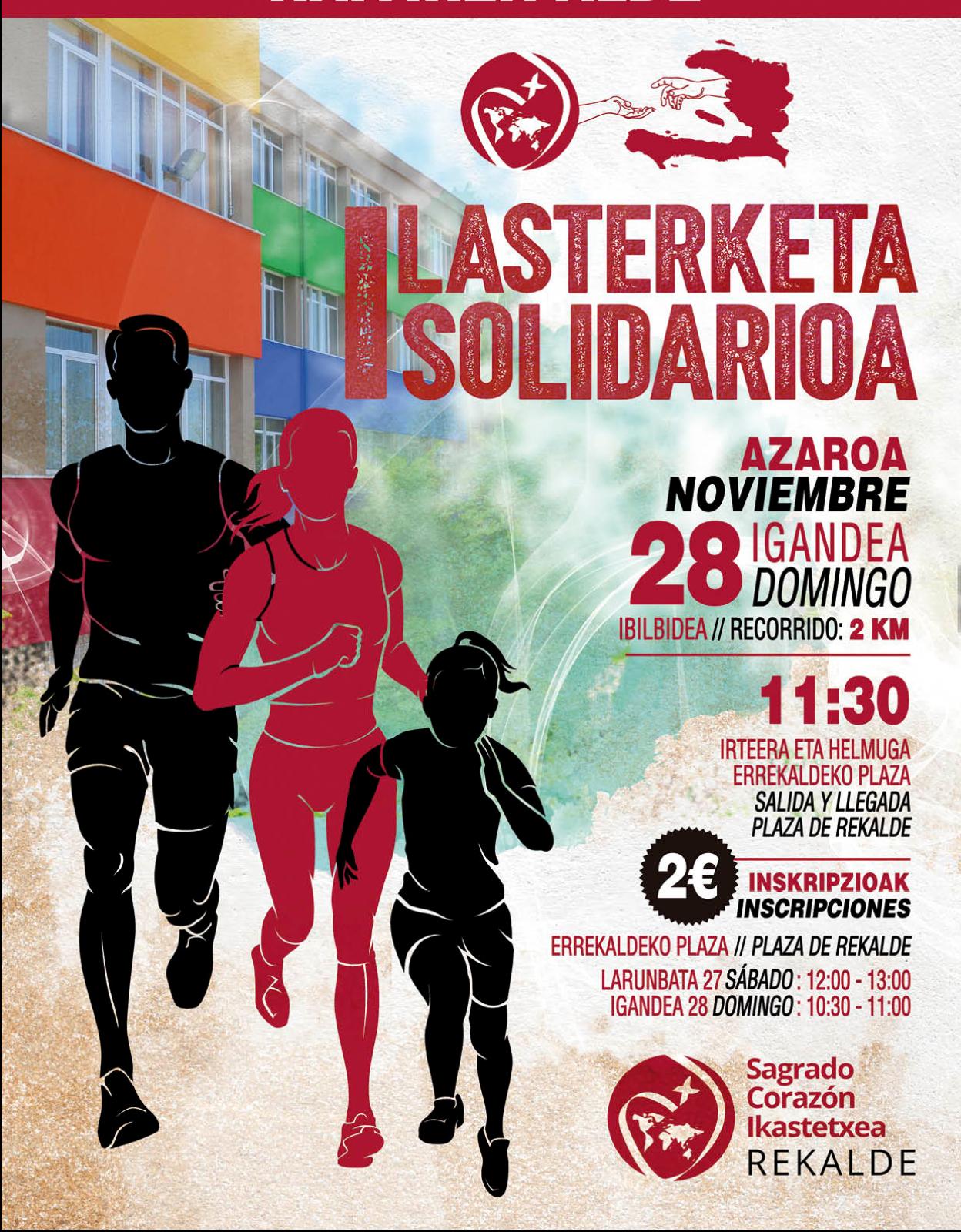 Cartel de la carrera solidaria organizada por el colegio Sagrado Corazón.