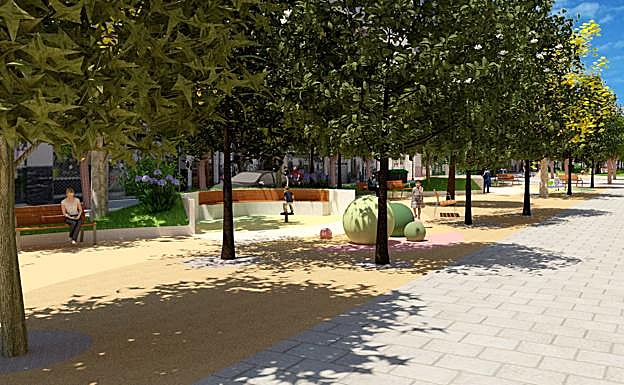 Habrá zonas de descanso y de juego infantil separadas de la calzada.