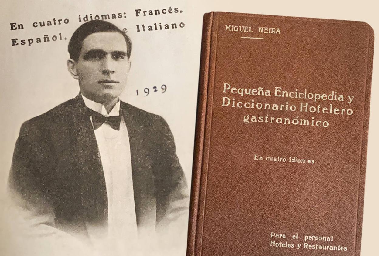 Retrato de Miguel Neira y portada de su manual (1929).