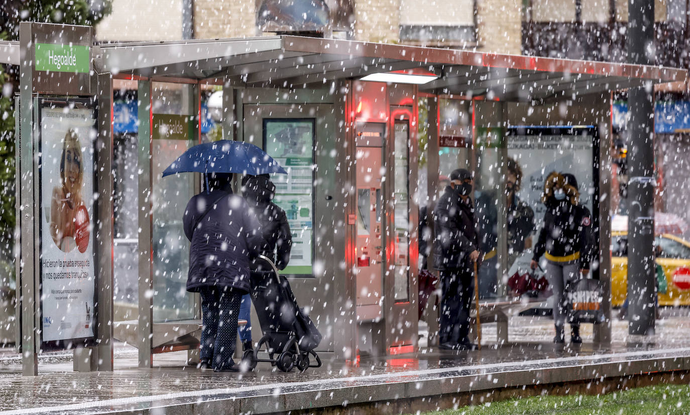 Fotos: Los primeros copos de nieve caen sobre Vitoria