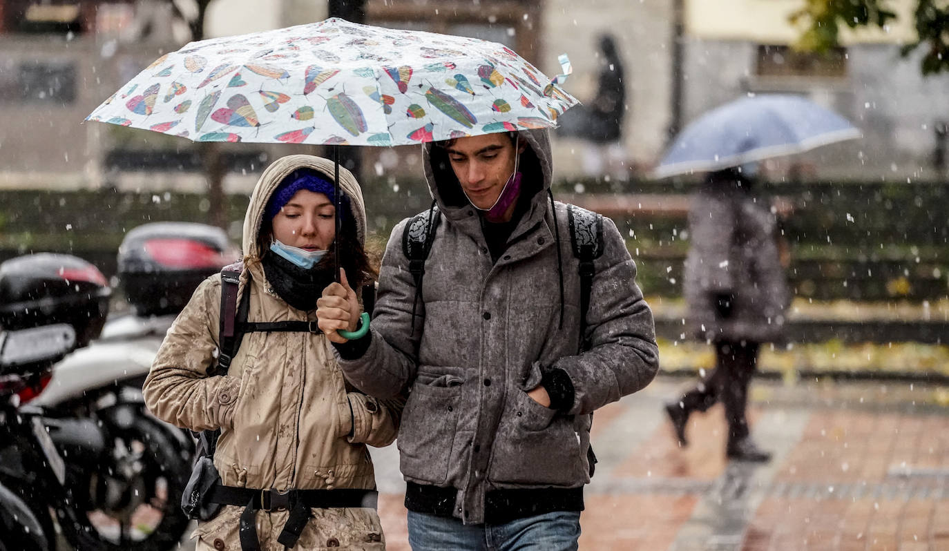 Fotos: Los primeros copos de nieve caen sobre Vitoria