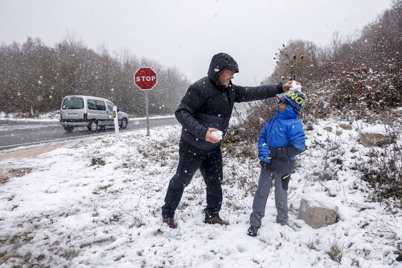 Fotos: Los primeros copos de nieve caen sobre Vitoria