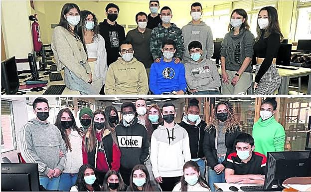 Los alumnos del centro de educación secundaria de Ategorri. Los estudiantes de los grupos del instituto de formación profesional Tartanga. 