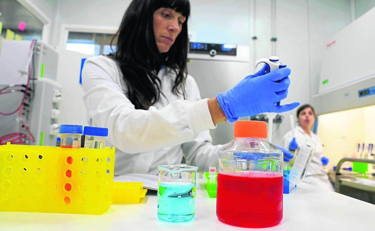 Mercedes Vila, una de las fundadoras de Biotech Foods, trabaja en el laboratorio de la firma en Gipuzkoa. 