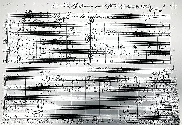 La partitura original. Portada y pentagramas de 'Que la victoria nos sonríe', obra estrenada en el Nuevo Teatro en 1928.