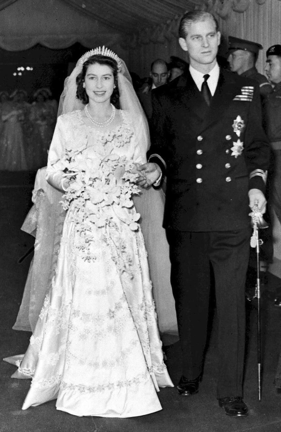 Isabel y Felipe el día de su boda, en 1947.