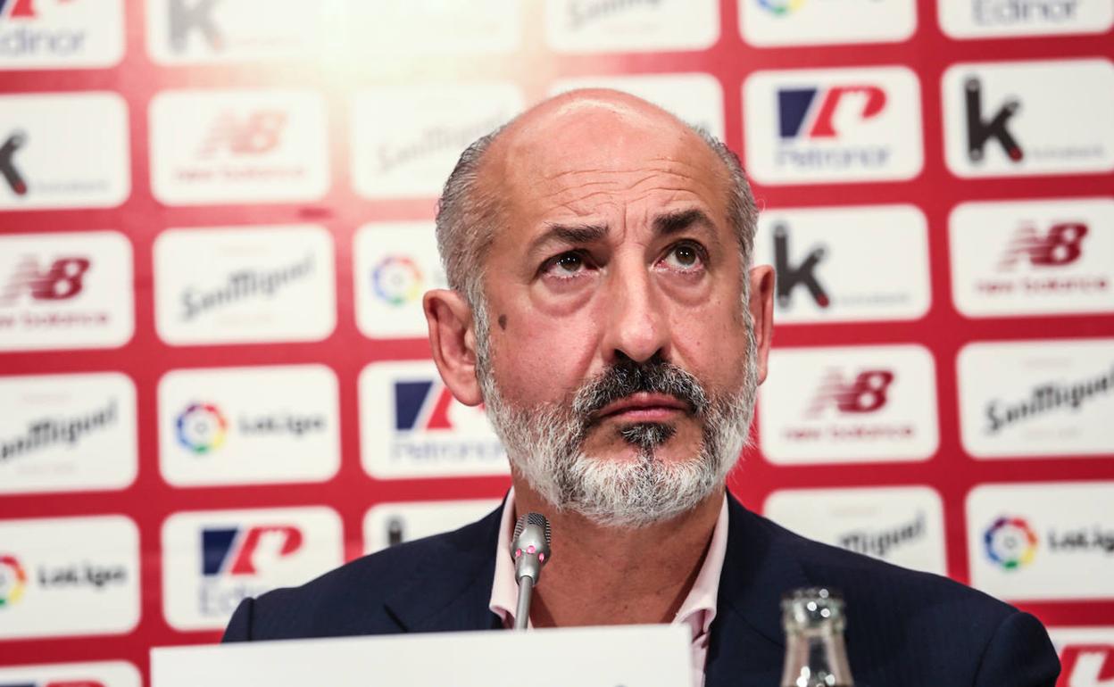 Elizegi en la rueda de prensa de hoy.