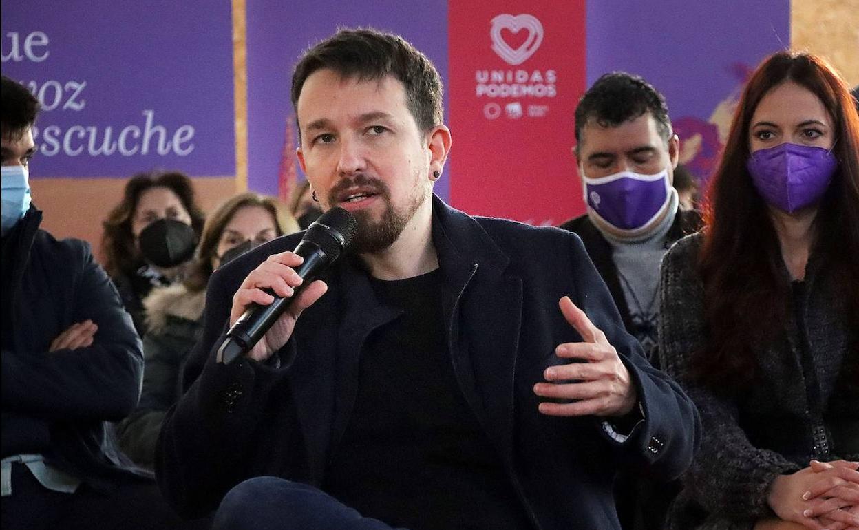 Pablo Iglesias durante un acto de la campaña de Unidas Podemos para las autonómicas de Castilla y León, en León.