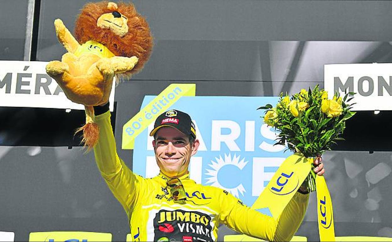 Wout van Aert, ganador de la etapa y nuevo líder de la París-Niza. 