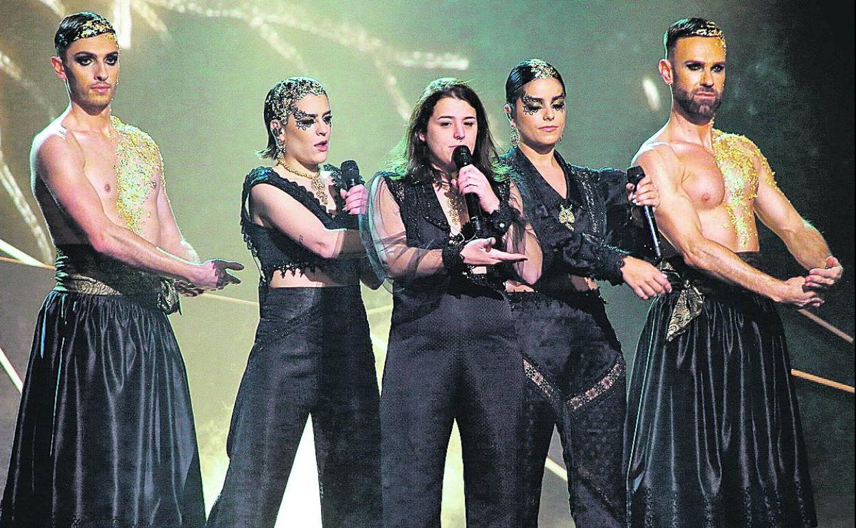 Tanxugueiras, durante su actuación en el Benidorm Fest. 