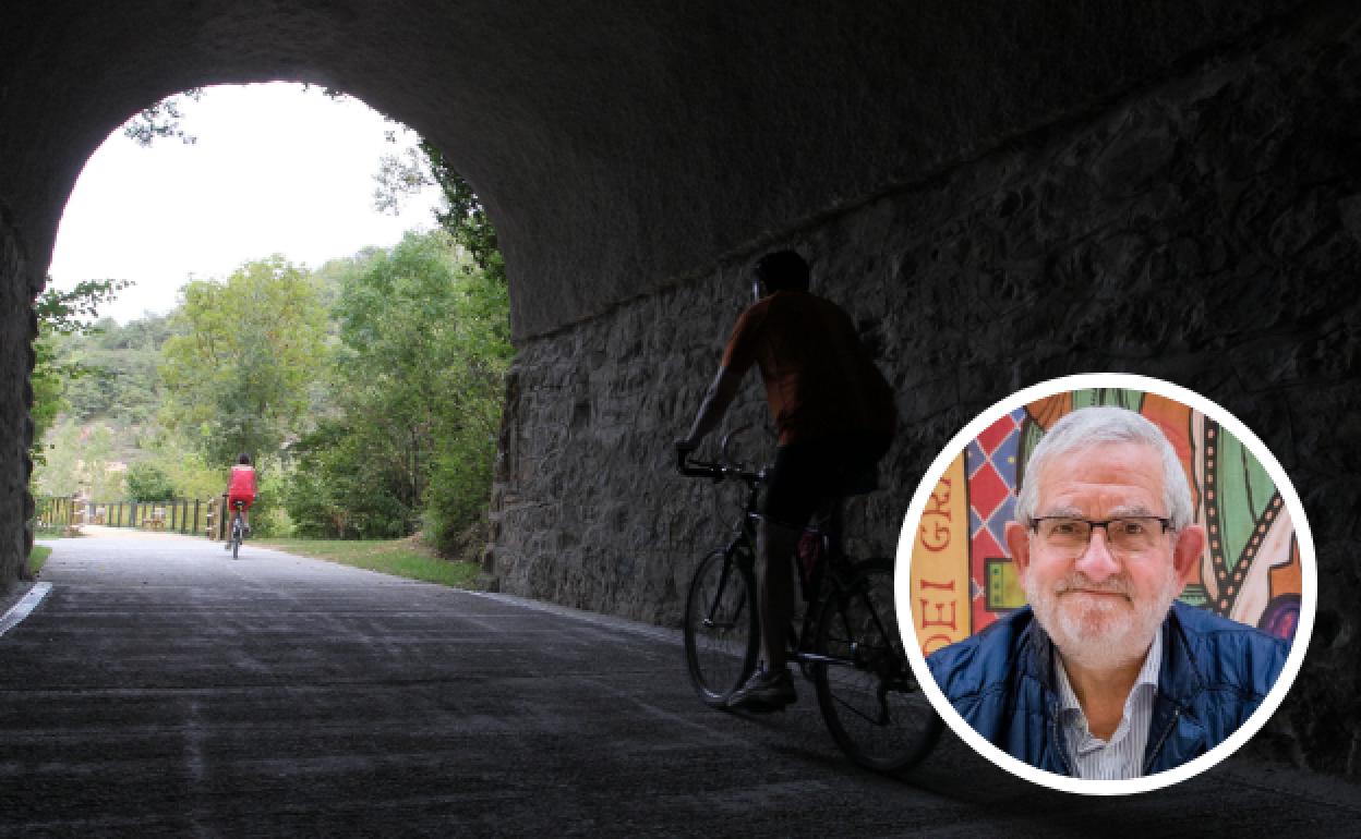 Uno de lo túneles del ramal de Vitoria-Estella. En detalle, Javier Suso. 