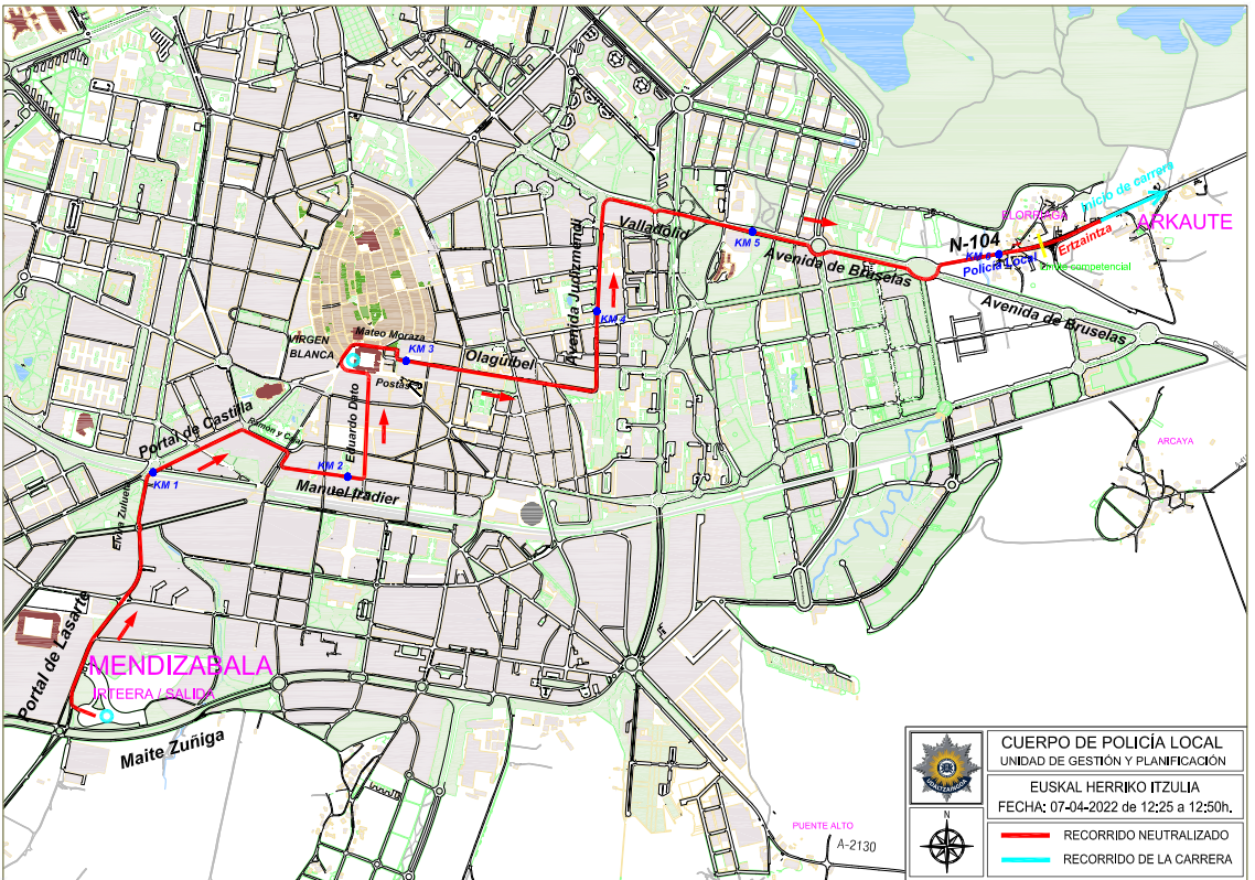 Consulta los cortes de tráfico de hoy en Vitoria por el paso de la Itzulia