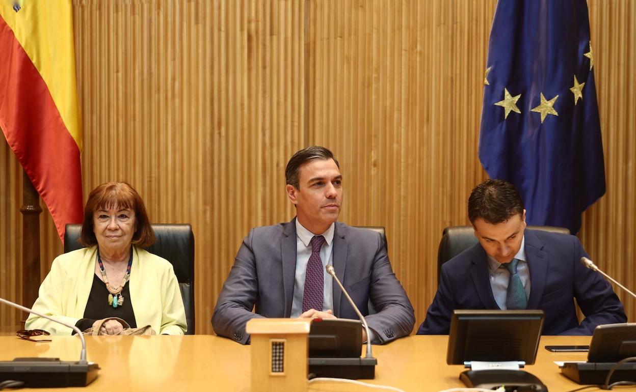 Pedro Sánchez, durante su comparecencia. 