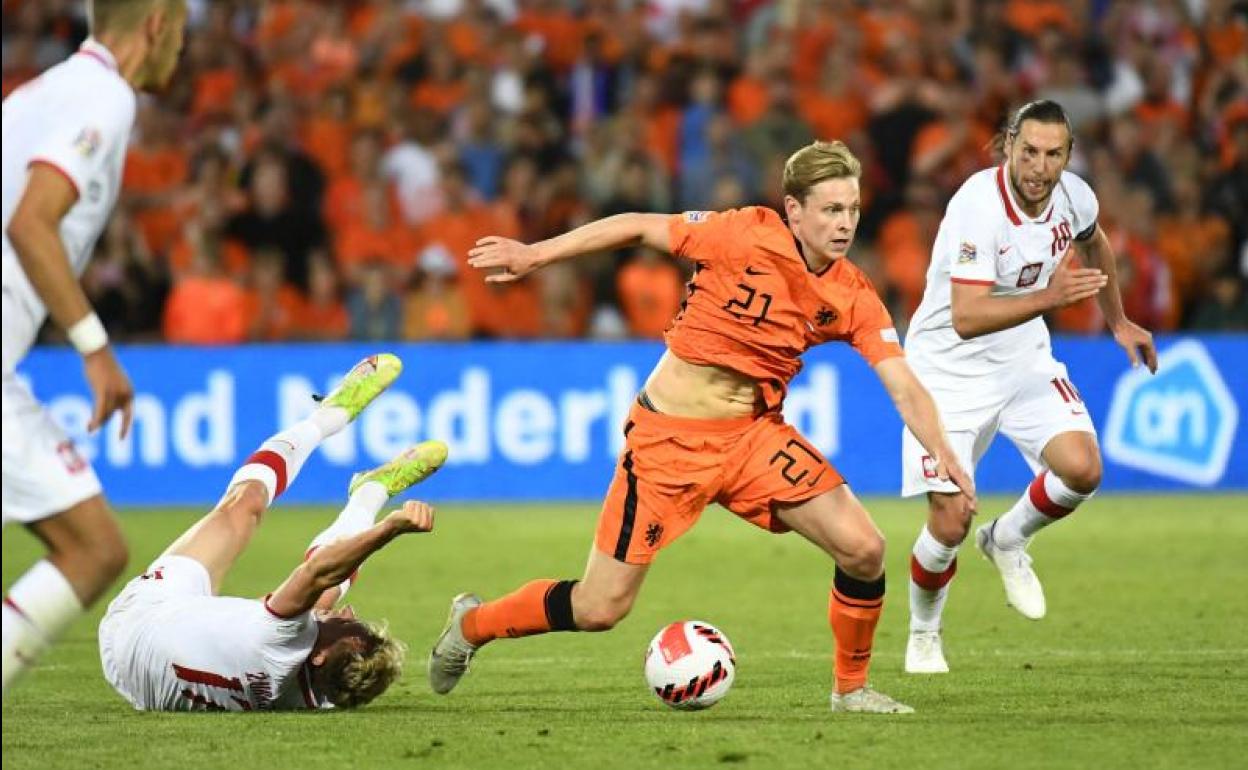 Frenkie de Jong, durante un partido con la selección neerlandesa.