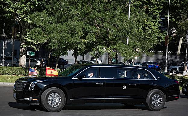El presidente de Estados Unidos, Joe Biden, por el paseo de la Castellana. 