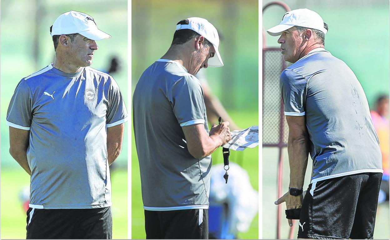 Luis García no pierde detalle de cada acción. El técnico no se separa de papeles con todos los detalles.